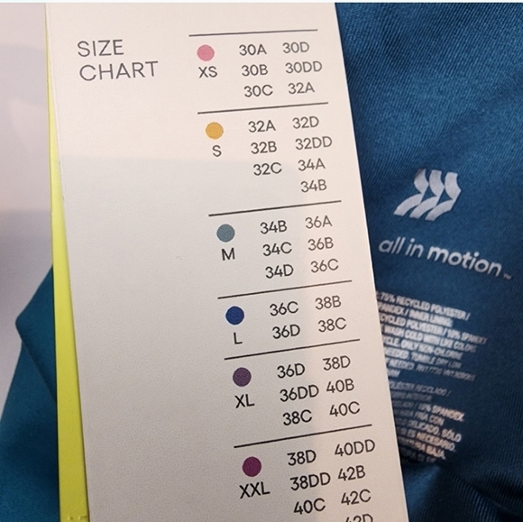 All in Motion Sports Bra Racerback Longline Light Support Two Tone Teal Size XXL - Picture 9 of 10